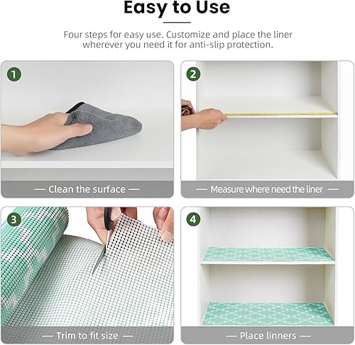 Vista 48 de BAGAIL - Forro para cajones y estantes, 17.5 x 20 pies, revestimientos de estantes no adhesivos para armarios de cocina, forros gruesos de agarre