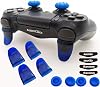 L2 R2 Ps4 Trigger Extenders 2 Pairs L2 R2 Triggers, 4pcs Joystick Cap, 2 Pairs LED Light Bar Decal for Ps4 ControllerBlue