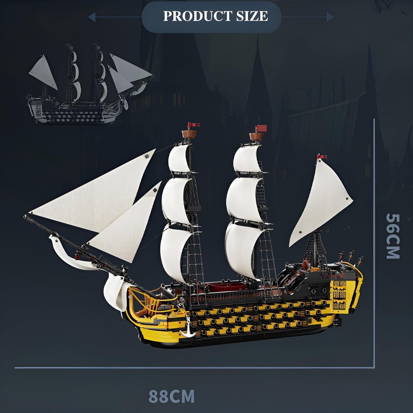 DzirePada Endeavour Schiff Bausteine Bausatz, 2475Stück Piraten Boot Modell Spielzeug, MINT Segeln Schlachtschiff Klemmbausteine Kit, Ideen Geschenke für Jugendlicher Erwachsene
