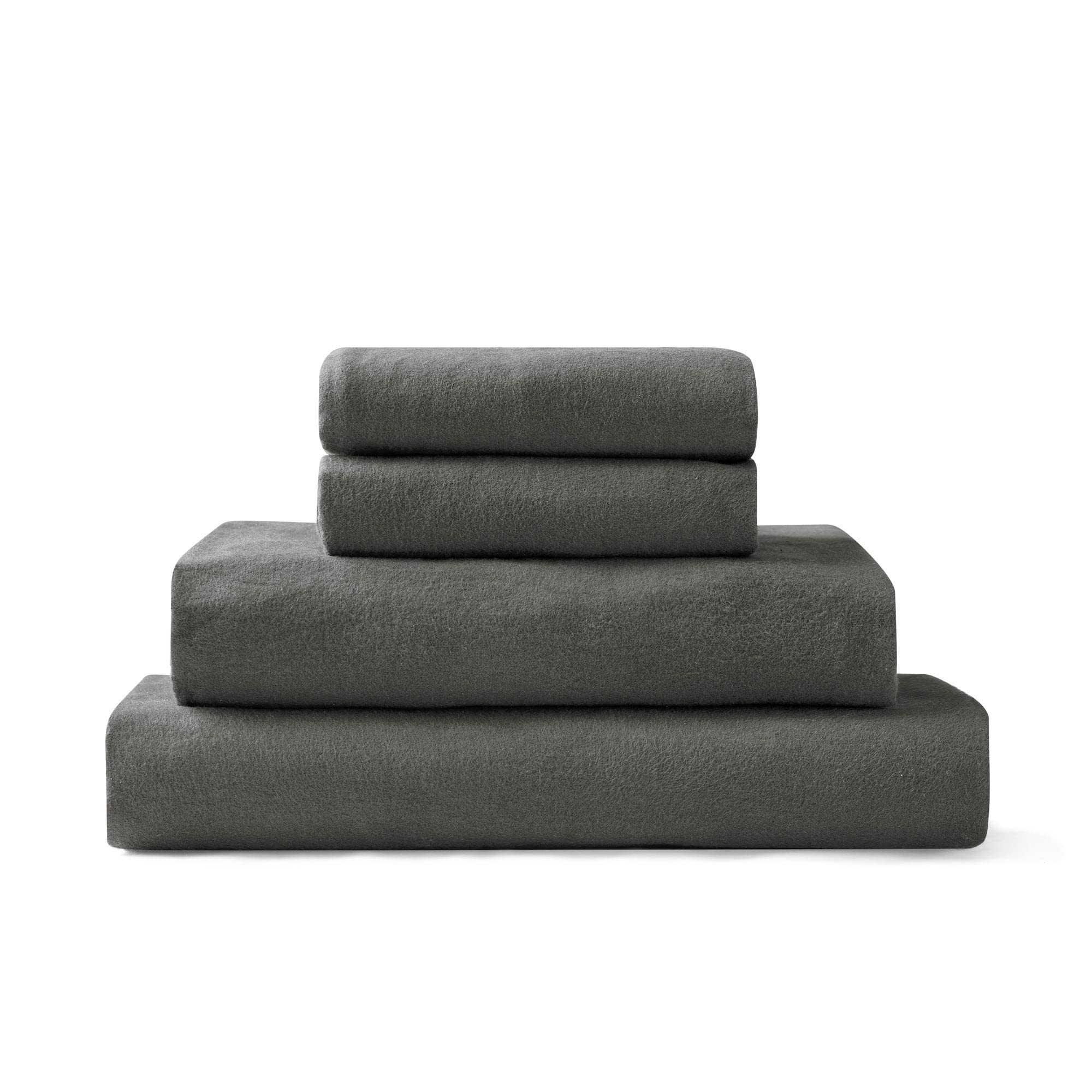 Brielle Home Flannel Sheet Set Cotton Soft Warm & Cozy Modern Chic with Elastic Deep Pockets, California King, Steel Grey