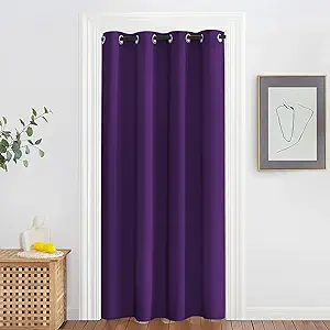NICETOWN Blackout Doorway Curtain Drape 78 inch Long - Grommet Noise Reducing Thermal Insulated Solid Modern Window Treatments for Bedroom Closet (1 Panel, 52 x 78 Inch, Royal Purple)