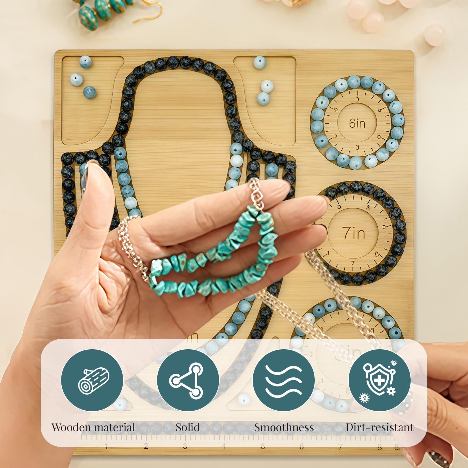 Tavola Portaperline In Bambù NOAVAOL Per Creare Gioielli, Bracciali E Collane Fai Da Te, 38x29 Cm