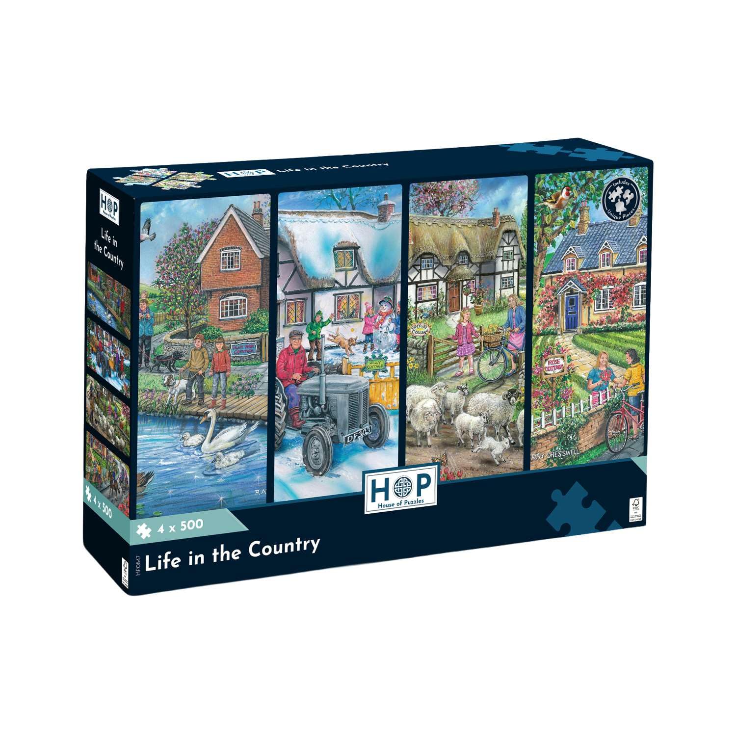 The House of Puzzles Life in The Country 4x500 Pcs Jigsaw Puzzle Multipack — image 1