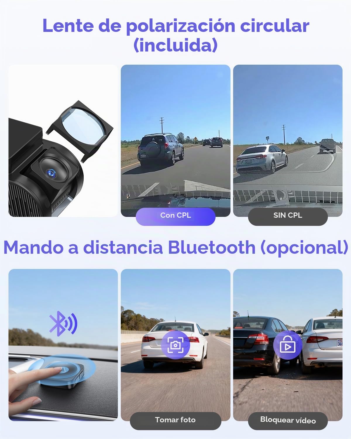 VIOFO A119M Pro 4K HDR Mini Dashcam Coche con CPL, Wi-Fi 6 & GPS Cámara delantera con STARVIS 2, Control de voz y salida de voz, visión nocturna 2.0, modo de aparcamiento amortiguado, LCD de 1,5