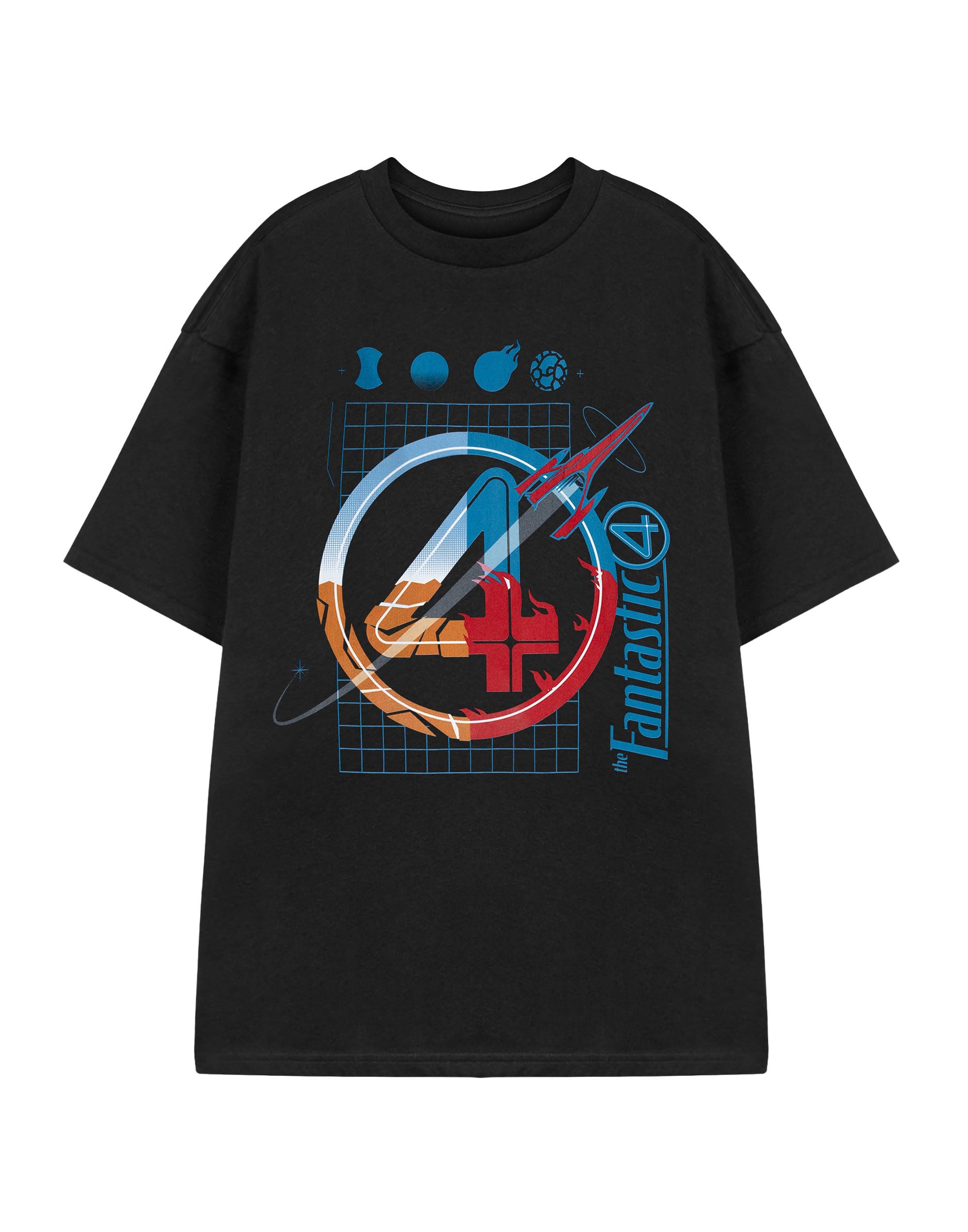 Marvel Men's Black Fantastic Four Short Sleeve T-Shirt | Classic Graphic Tee With Fantastic 4 Design | Casual Wear Crew Neck Top For Comics Apparel Merch - Small