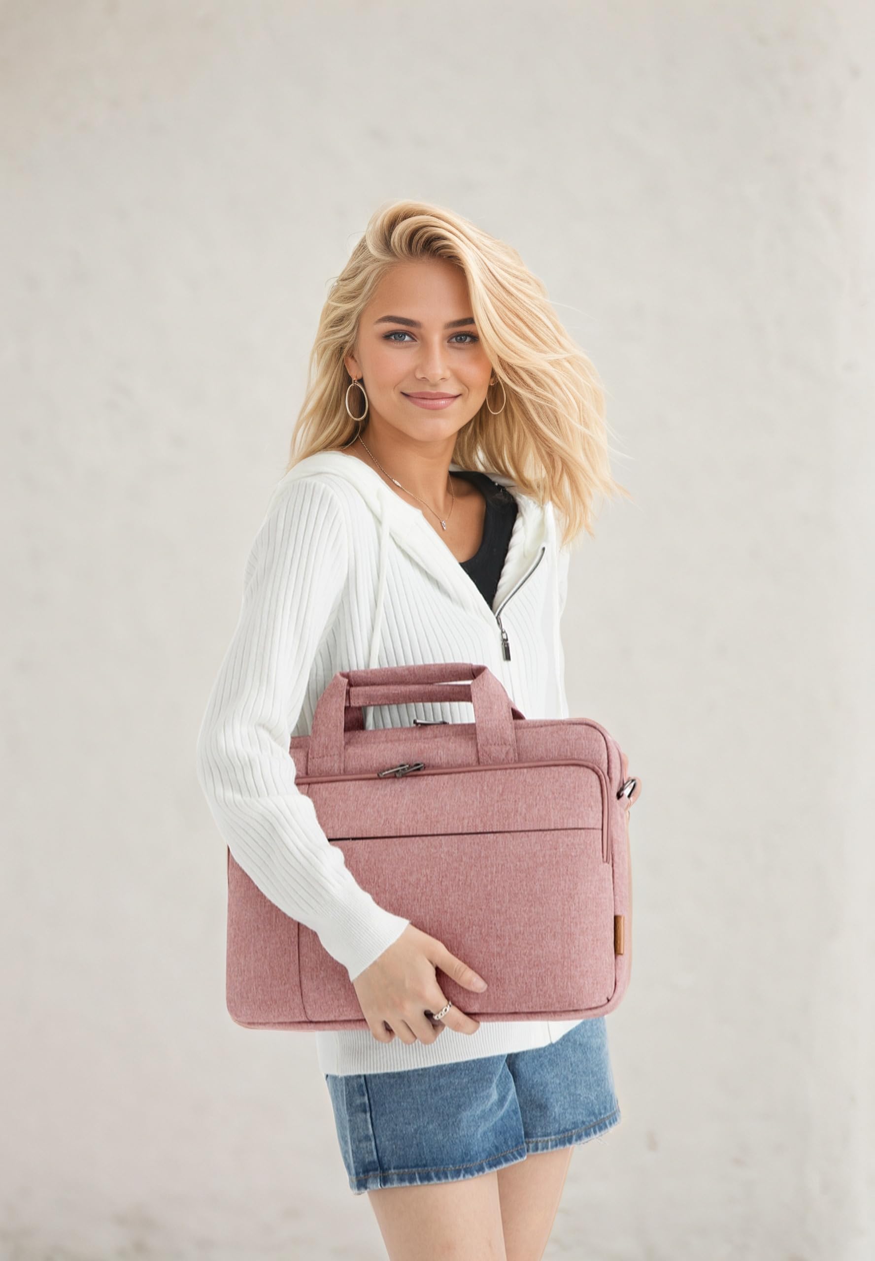 DOMISO Borsa Porta PC 17,3 Pollici Borsa Lavoro Ufficio Donna Uomo con Tracolla Computer Bag,per 17,3 Pollici dell Lenovo HP AUUS Acer Laptop,Adatto per Viaggi di Lavoro,Scuola,Lavoro,Rosa
