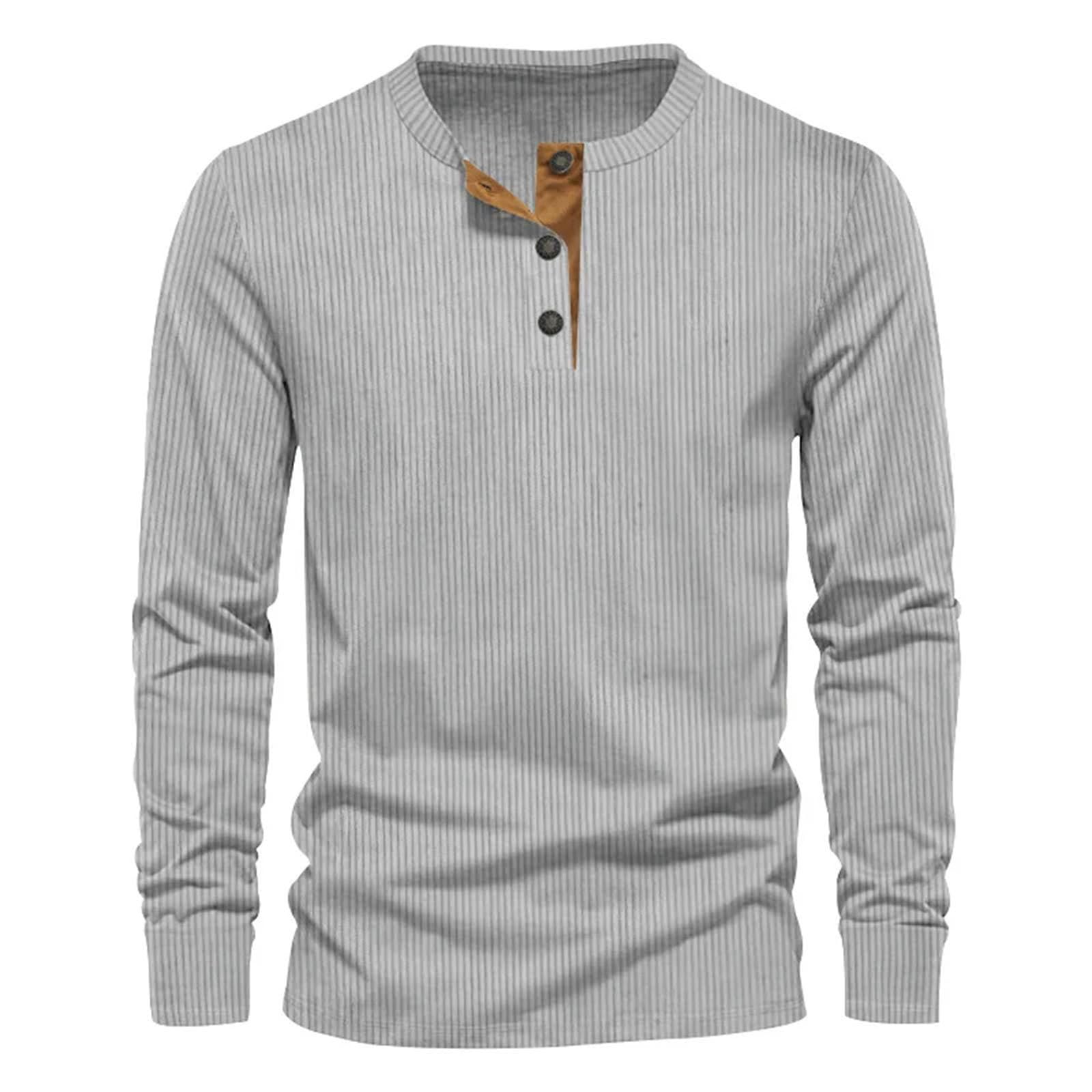 T-shirt da uomo leggera a maniche lunghe in velluto a coste retrò casual slim tinta unita manica lunga O collo camicia