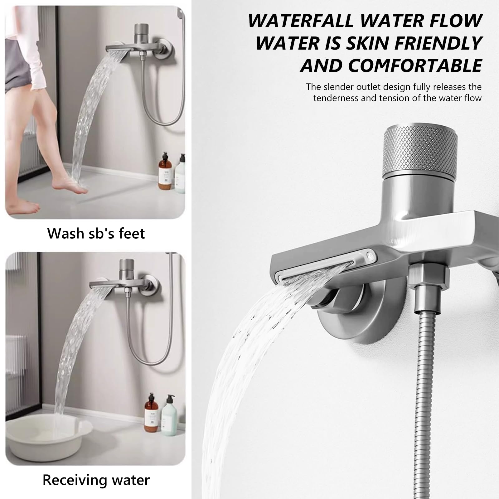 Vaileal Rubinetto vasca da bagno cascata: rubinetto vasca da bagno montaggio a parete, rubinetto vasca da bagno con termostato, rubinetto vasca da bagno per doccia termostato doccia per bagno