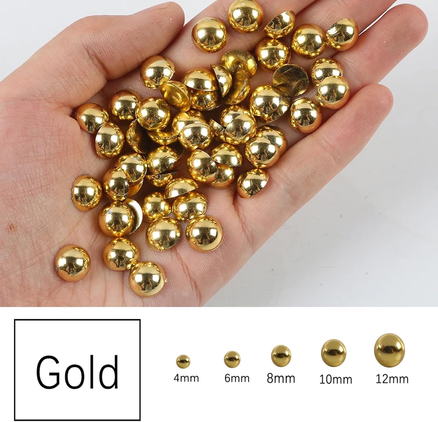 1000PCS 8mm Flatback Pearls for Crafting Gold, Imitation Half Round Pearl Beads Bulk for Crafts Project, Half Flat Back Pearls for DIY Making Crocs Tumblers Shoes Cups Wedding - Image 3