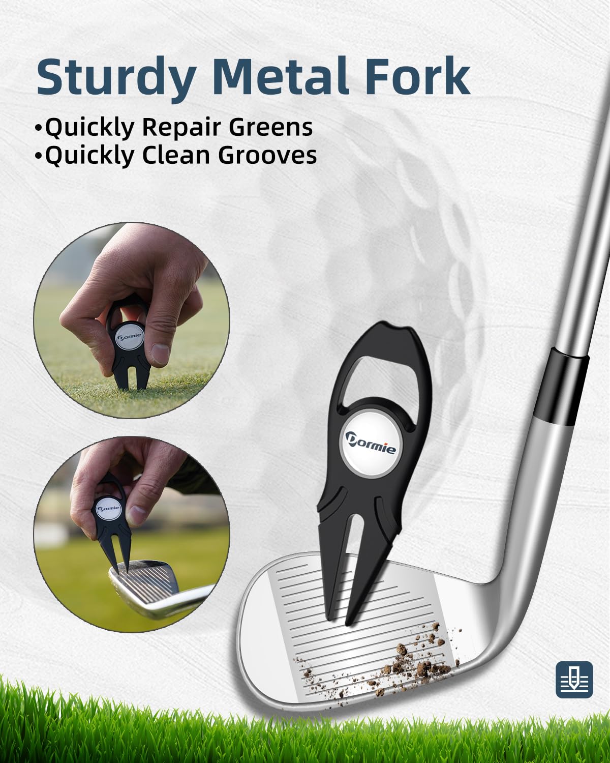 DORMIE Divot Repair Tool and Magnetic Marking Tool with Ergonomic Design,Integrated Golf Club Cleaning Brush and Ball Line Marker,Multi-Functional Golf Accessories