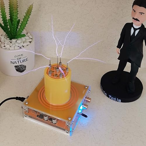 Miniatura 6 de JZENT Tesla Coil SSTC - Generador de arco de juguete de escritorio, transmisión inalámbrica, modelo de experimento de demostración (sin modo de