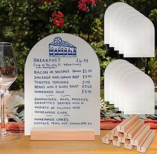 Frosted Blank Arch Acrylic Sign with Wooden Stands - 10 Pack DIY Customi...