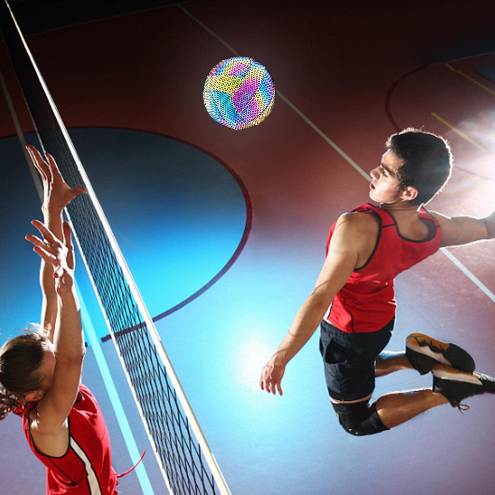 Holographisch Leuchtender Reflektierender Volleyball - Leuchtender Volleyball Größe 5 Sport Ballspiel Geschenke Für Indoor Outdoor Nachtspiel, Training