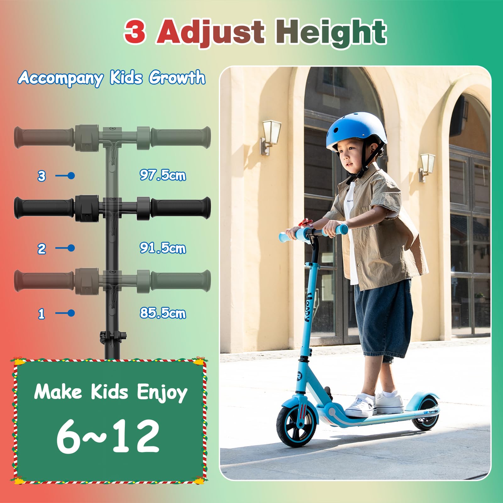 RCB Monopattino Elettrico per Bambini 6-12 Anni, Motore 150W - Max 16 Km/h - Luce LED Arcobaleno - Pieghevole - Display a LED - Velocità e Altezza Regolabili, Regalo per Bambini ed Adolescenti