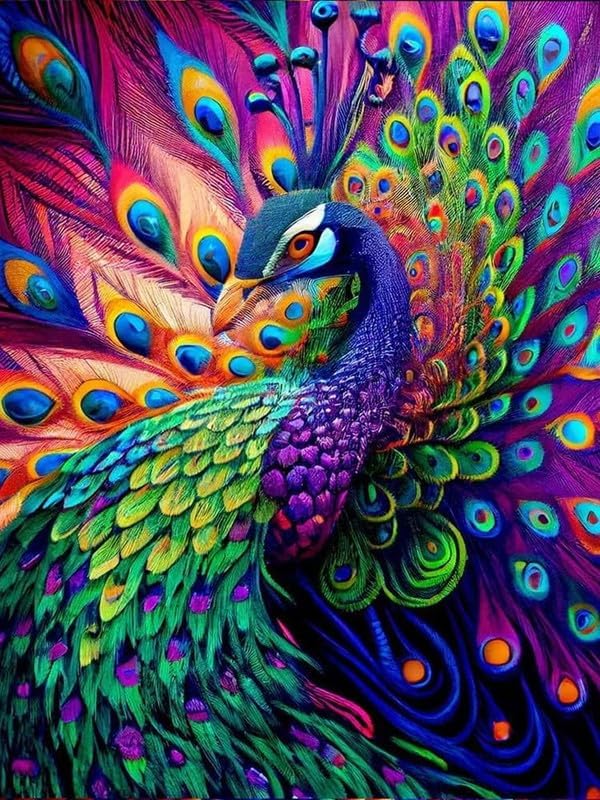 5D Diamond Painting Kit, Full Drill Diamond Art Kit for Adults, DIY Landscape Diamond Dots Painting Home Wall Decor Gift DIY Diamond Art for Adults, Crystal Rhinestone Canvas Decor (Peacock) (Size 40x30cm)-image-28