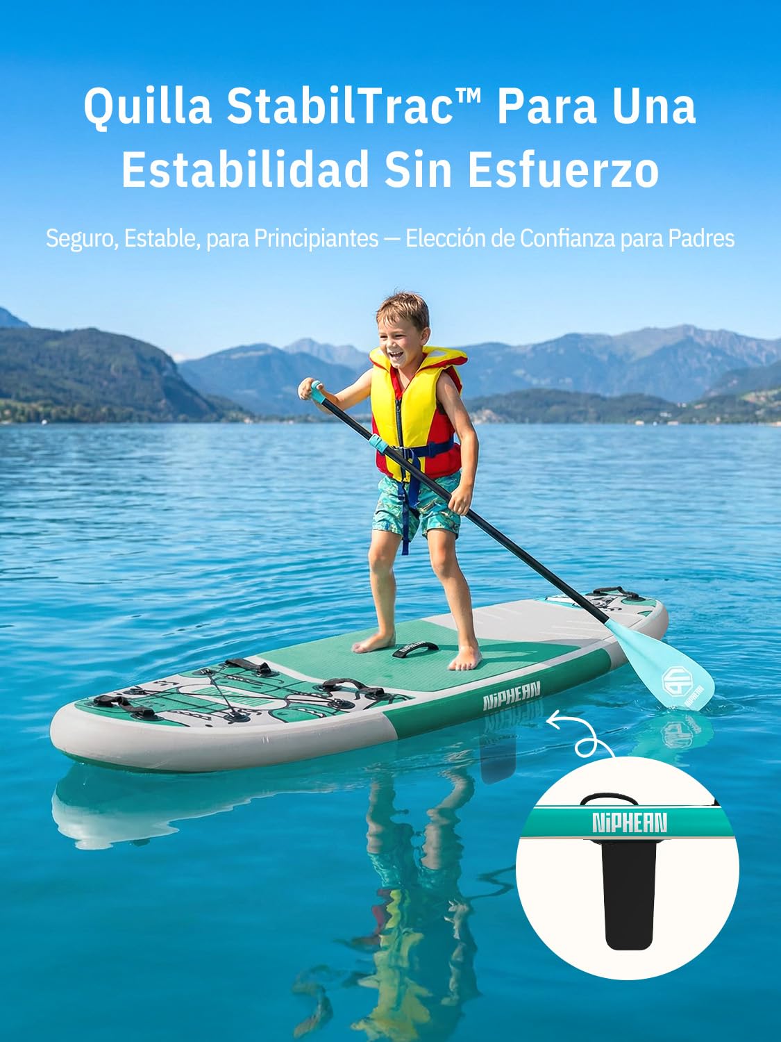 Niphean Tabla Paddle Surf Hinchable con Accesorios 320cm/230cm Sup | Tabla Paddle Surf Rígida, Antideslizante, Kit Reparación, Adultos, Jóvenes, Principiantes, Yoga
