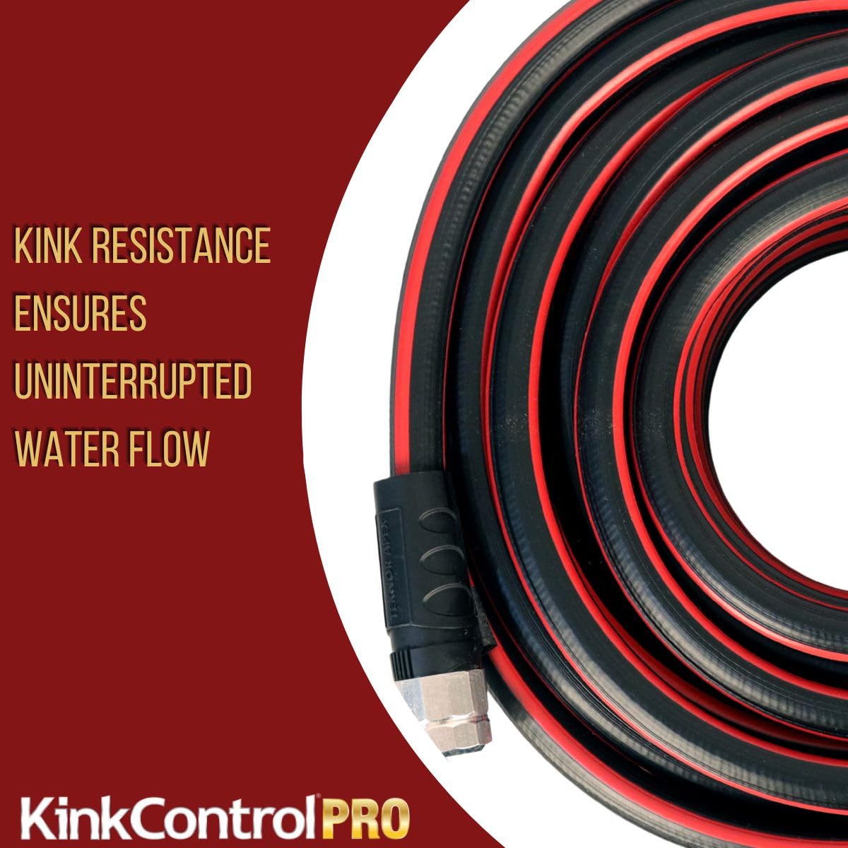 Kink Control Pro - Manguera de jardín con resistencia UV superior, mango ergonómico, alta resistencia a la rotura y tecnología de estructura de triple refuerzo para resistencia a las torceduras, 15 m