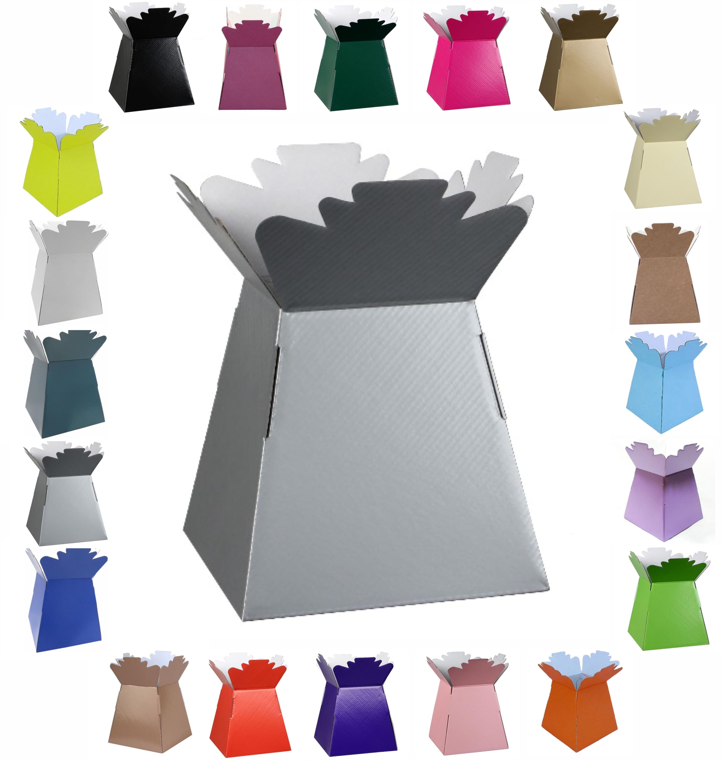 Glossy Vibrant Bouquet, Flower Box/Vase - Transportation Display, Presentation Boxes (2, Silver) โ image 1