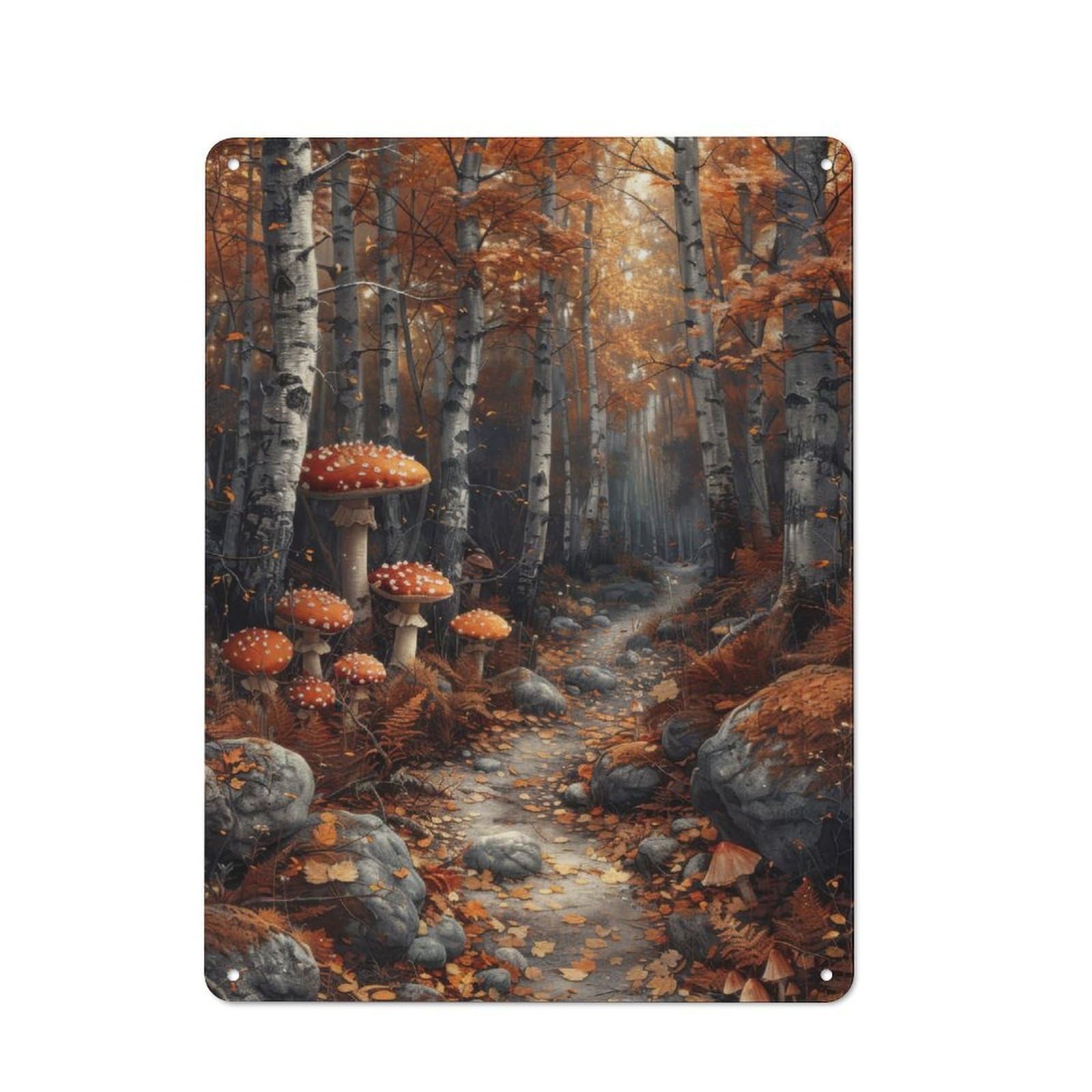 Junmoney Enchanted Autumn Path Printed Metal Sign 40X30cm For Pub Or Café, With Clear Industrial Wall Decor Character