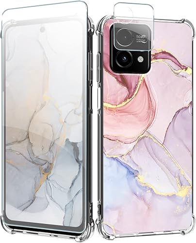 CLATUK Funda para Moto G Stylus 5G 2023 con protector de pantalla + protector de lente de cámara, mármol delgado + protección anticaídas y a prueba