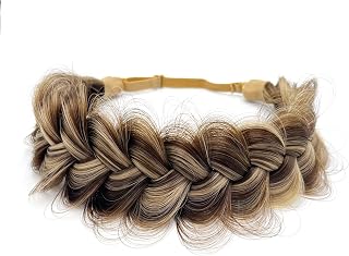 Extensions Headband Hair Band Braided Classic Thick Wide Braided Wedding Fluffy Braid Wig Women Girl Beauty Care (Brown and Black Strings)