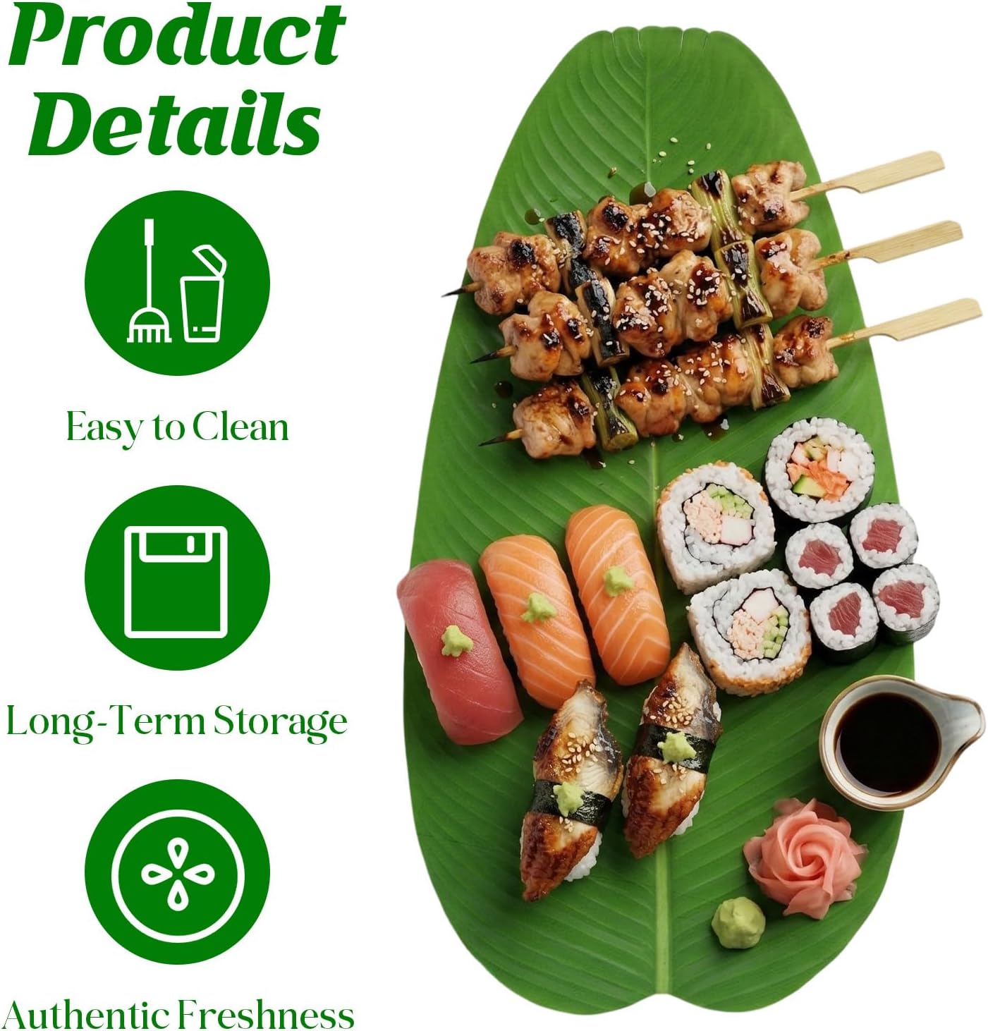 10 Pcs Banana Leaves, Artificial Leaf Placemats Banana Leaf Plates Fake Leaves Table Runner Centerpieces Placemat for Food Serving, Tropical Party Decor, Green, 14.2" x 7.48"