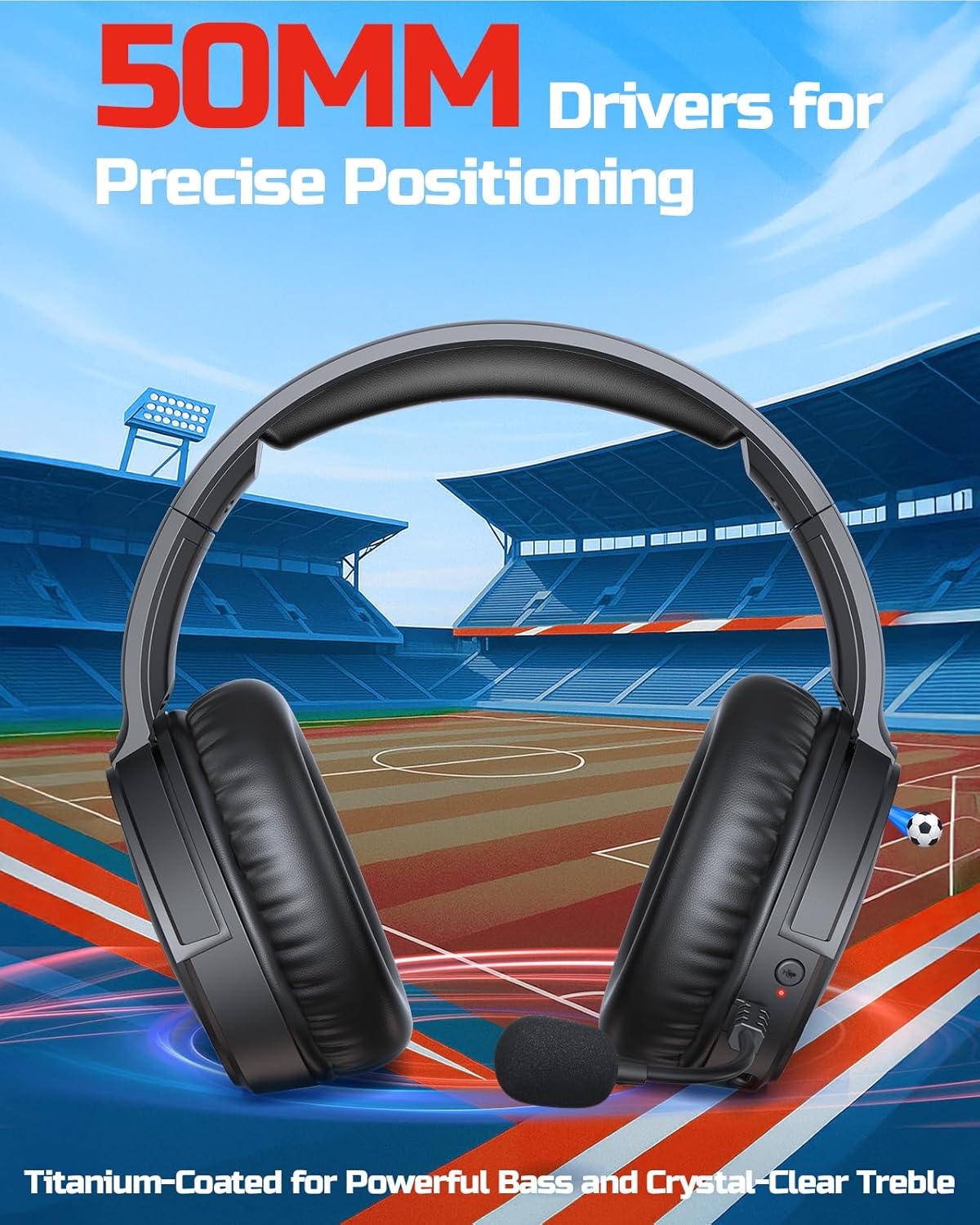 BINNUNE Wireless Gaming Headset for Xbox Series X|S & Xbox One, Low Latency Wireless + Bluetooth, Flip-to-Mute Noise Cancelling Mic, 50mm Drivers, 40H Battery, Over-Ear Headphones - Image 7