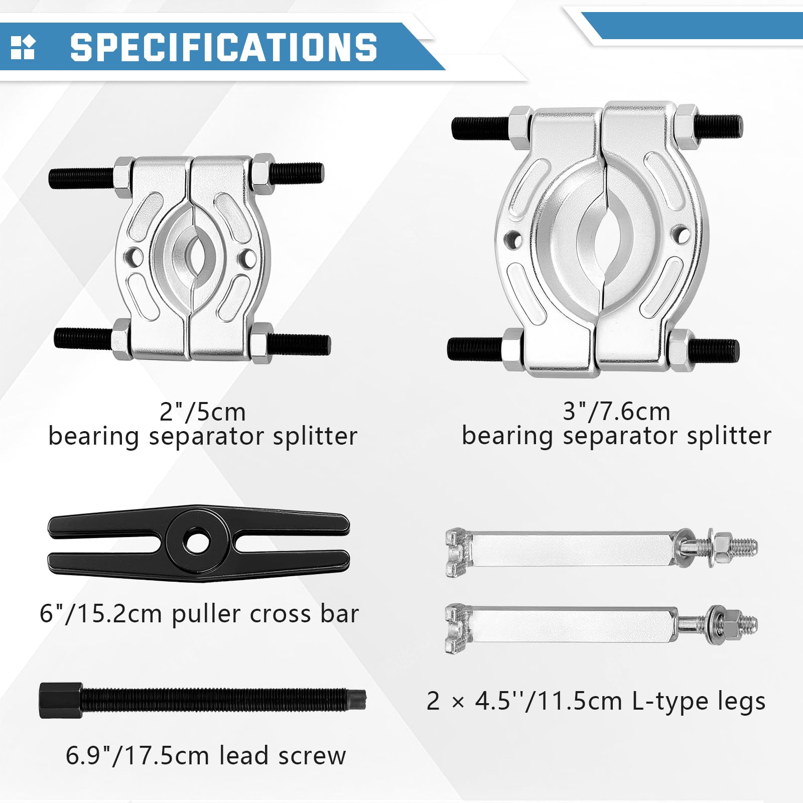 ATPEAM Set di estrattori separatori per cuscinetti, 14 pezzi, 5,1 cm e 7,6 cm, kit di estrattori per cuscinetti resistenti fino a 5 tonnellate