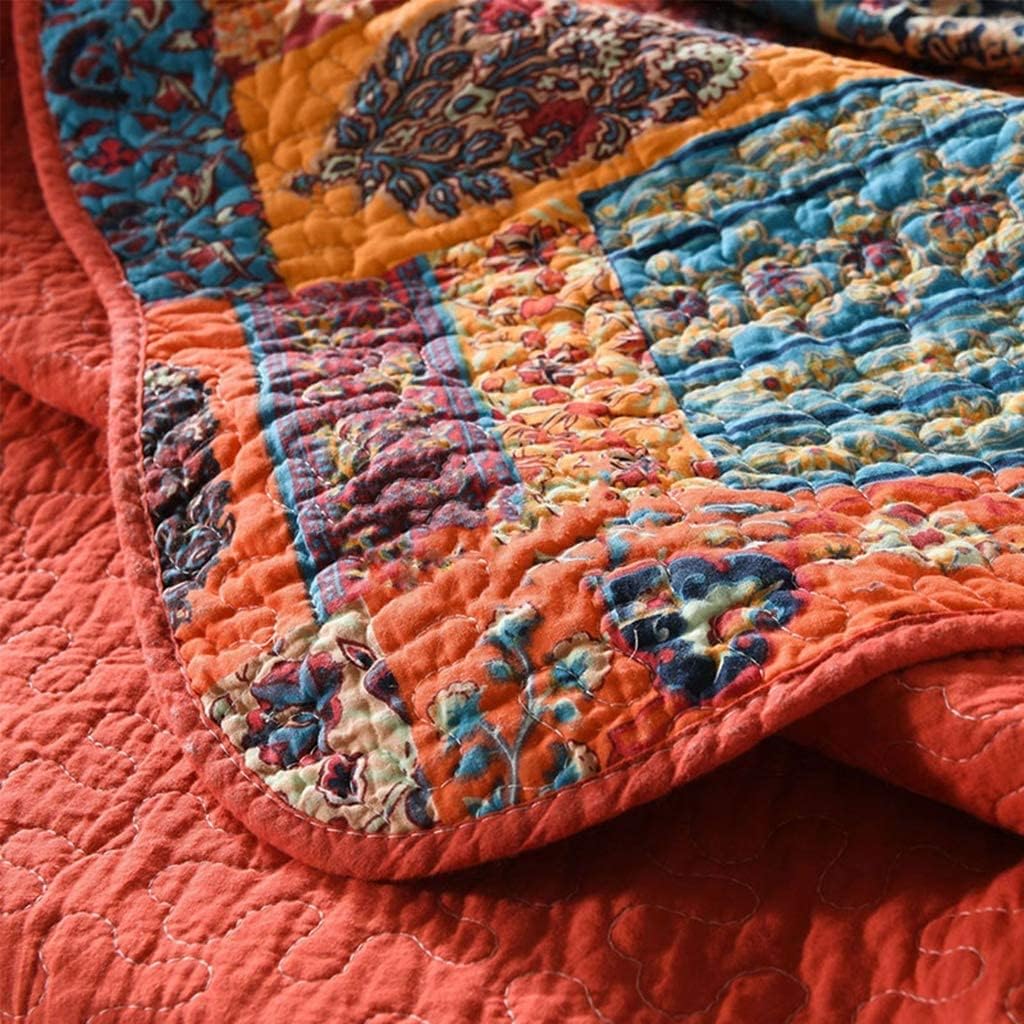 Qucover Tagesdecke 240x260cm Patchwork Baumwolle Bettüberwurf 250x270 aus Baumwolle Gesteppte Decke für Doppelbett mit Kissen in Landhausstil