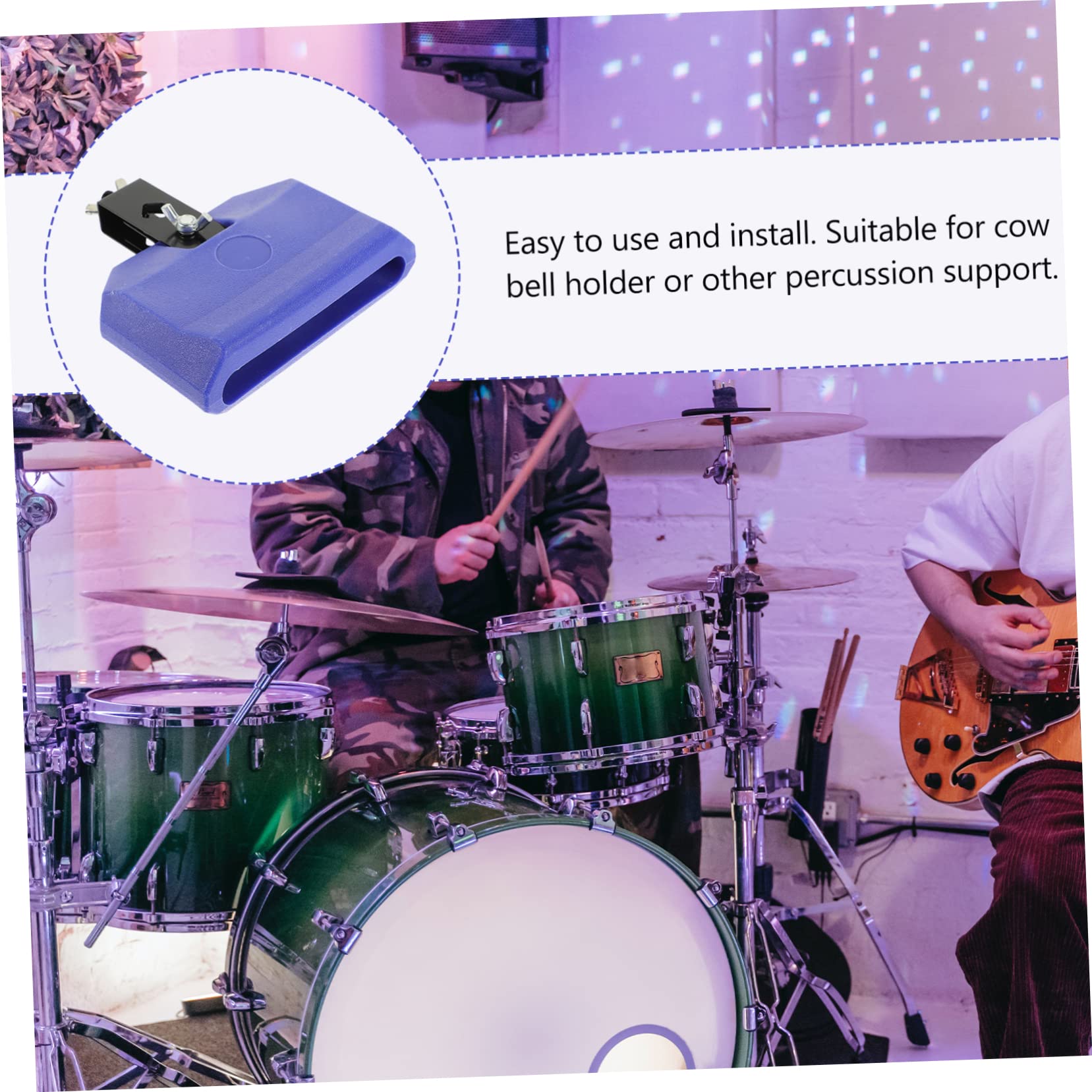 FUNOMOCYA Musical Accessory Square Latin Percussion Block Drum Hardware Cowbell Holder Easy Install Lightweight