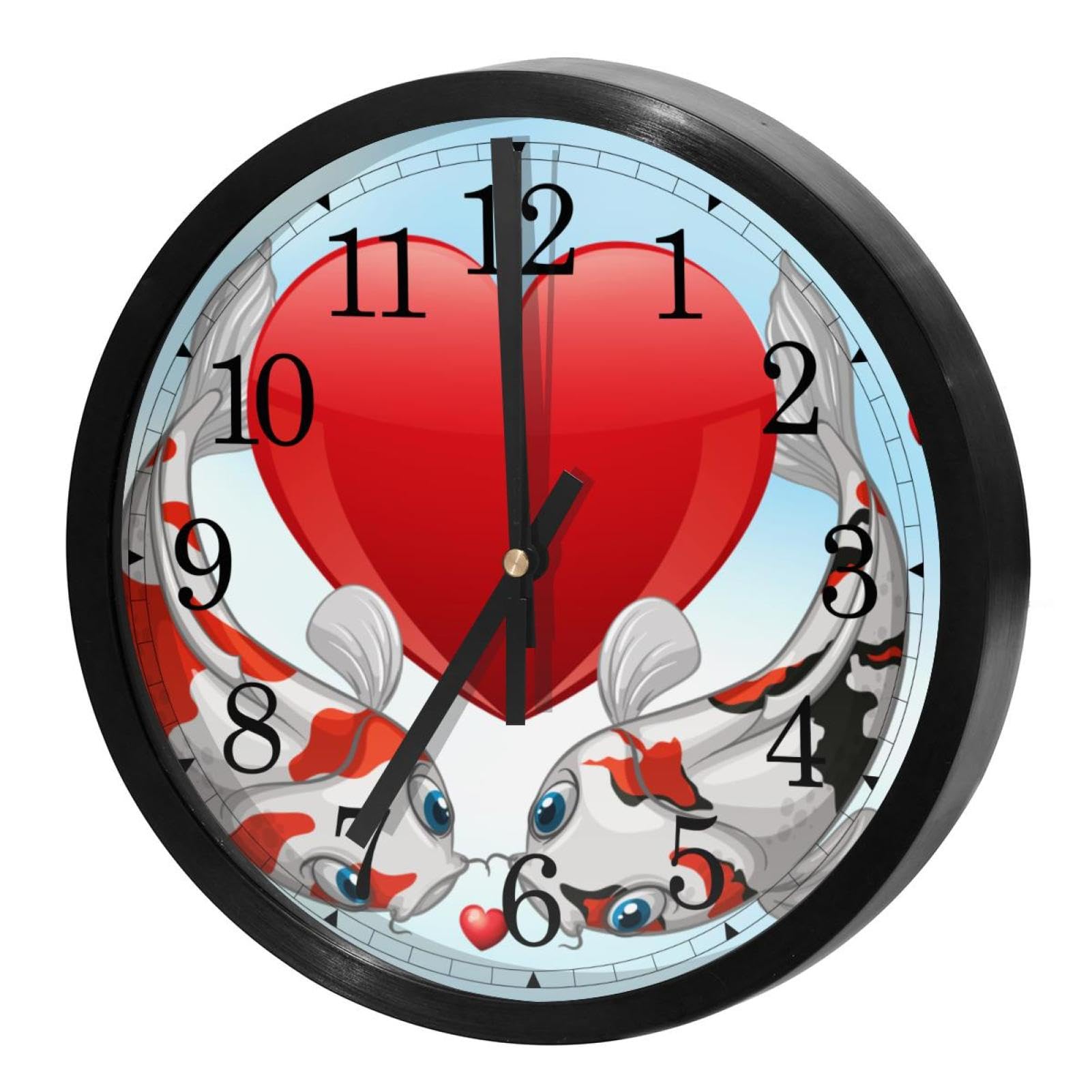 Horloge murale silencieuse pour cuisine et maison motif poissons koï