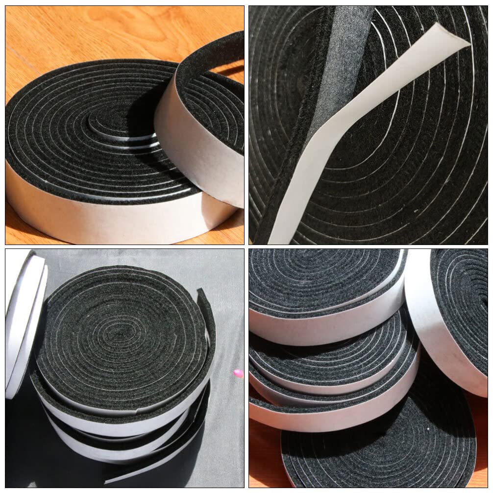 Uonlytech Self-Adhesive Felt Tape Double Sided Carpet Tape Adhesive Heavy Duty Rug Black Felt Strips Self Adhesive Furniture Pad Self-Adhesive Strip Rattle 2pcs