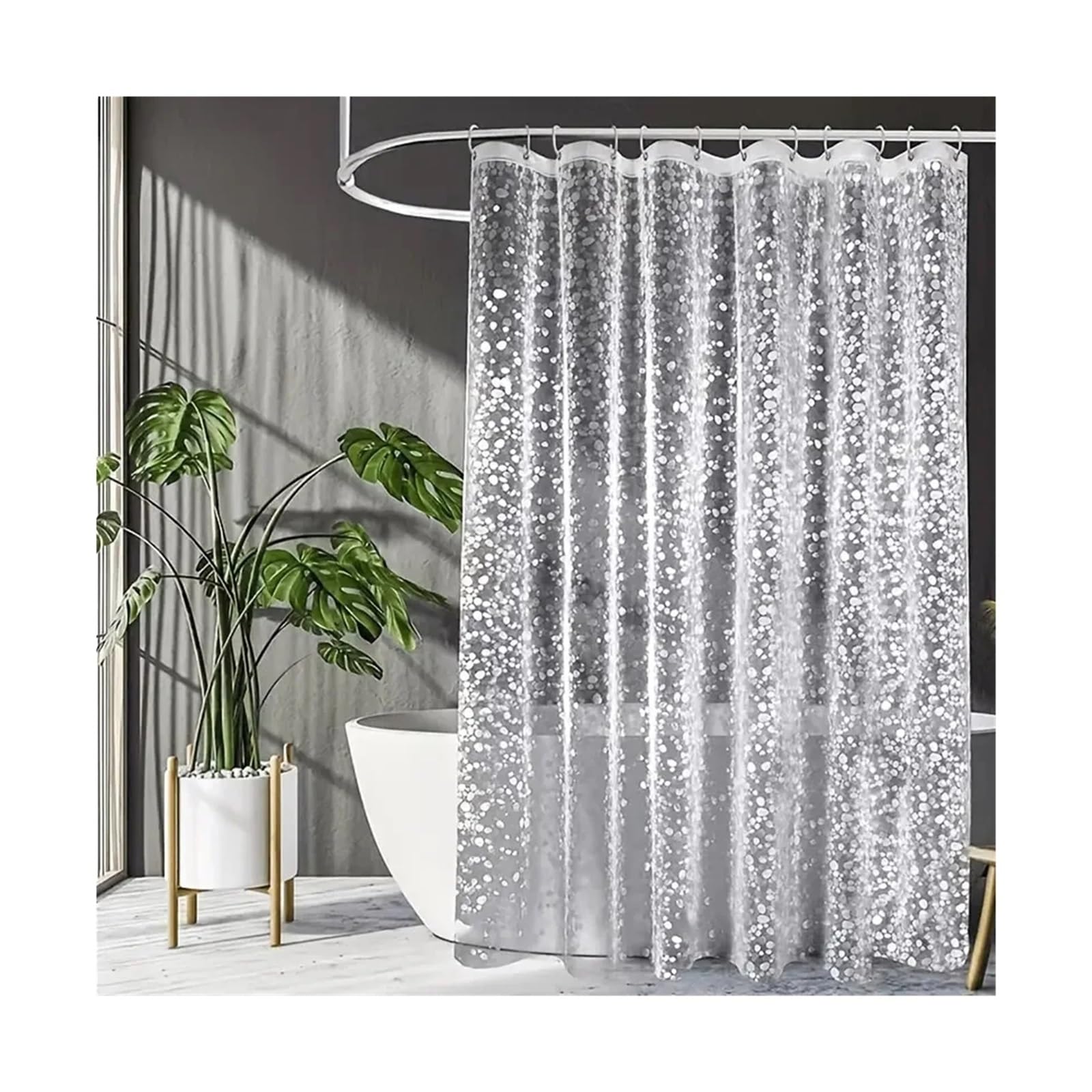 QHMMDCN Shower Curtain Translucent pebblestone shower curtain three-dimensional texture PEVA material dry and wet separation partition curtain(120 * 180cm)