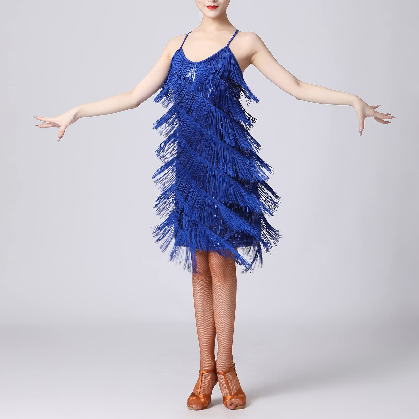 FYMNSI Robe garçonne à paillettes pour femme – Style rétro Gatsby des années 1920 – Robe de cocktail, de danse latine, salsa, samba, rumba, tango, rave, espace