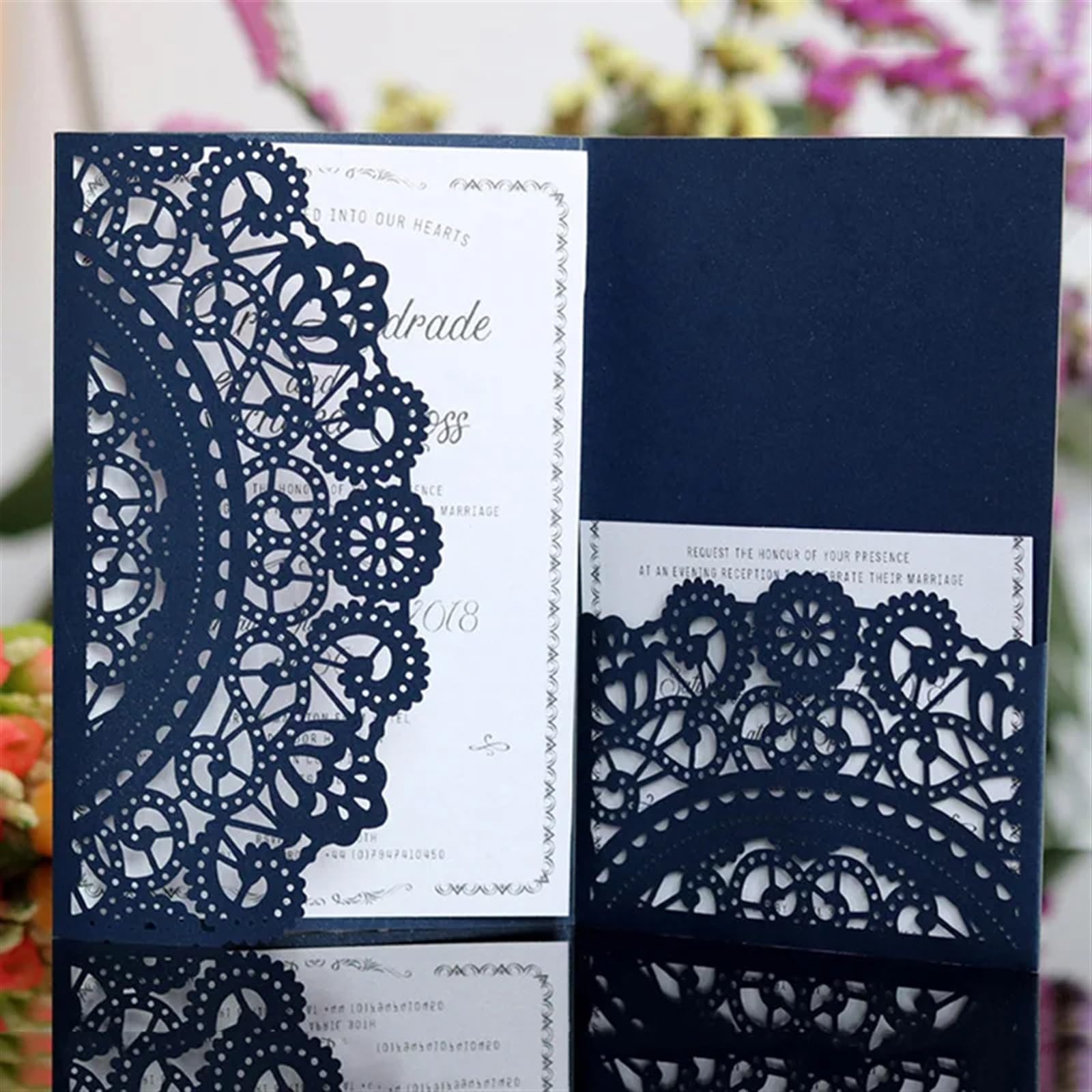 Hochzeitseinladungen Karte 10 Stück lasergeschnittene Hochzeitseinladungskarten, dreifach gefaltete Spitze, Geschäftsgrußkarte, Verlobung, Hochzeit, Partybevorzugung, Dekoration(Only White Cover)