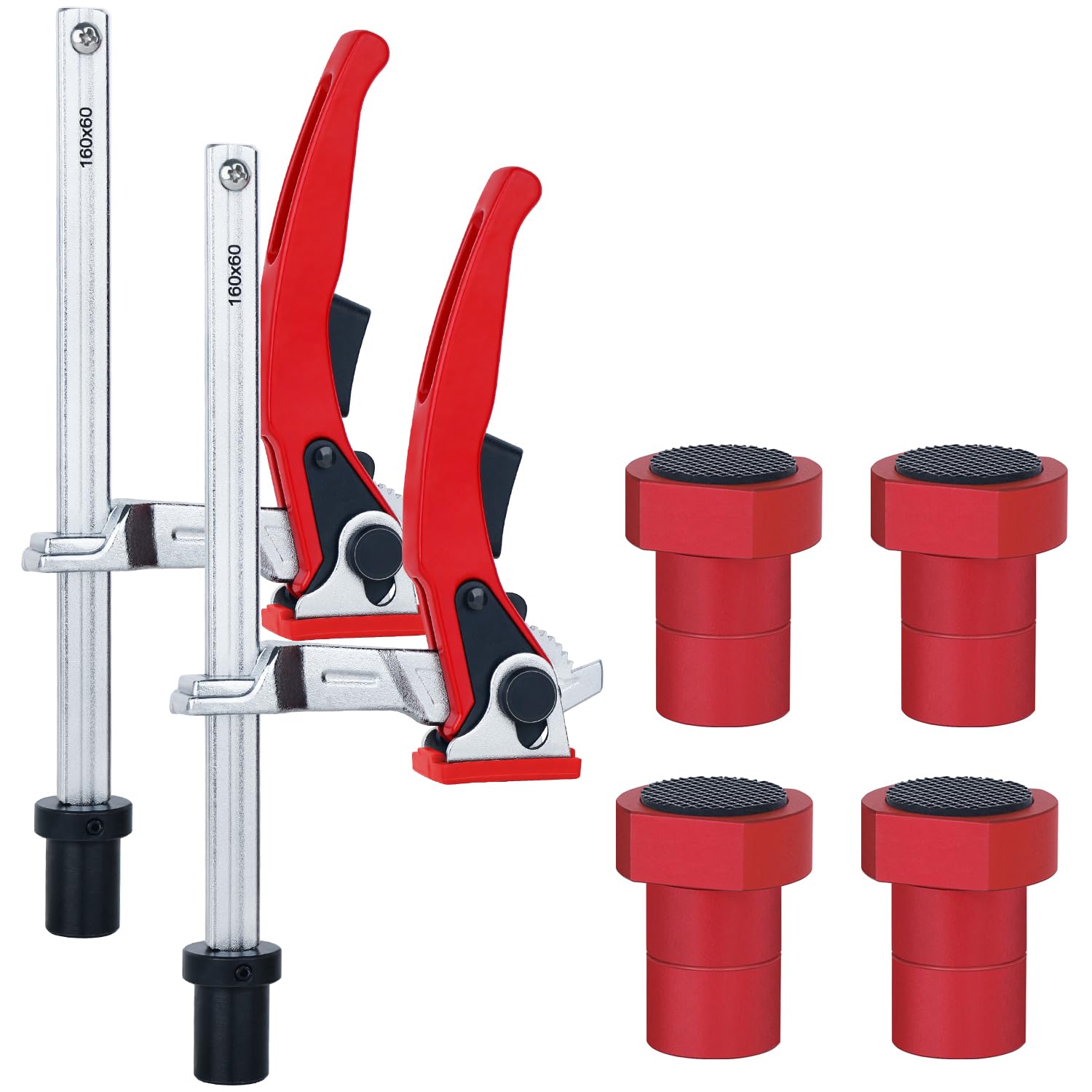 Cuidosful Bench Dog Clamp for Woodworking 3/4" Dog Hole, 2 Pack Quick-Ratchet Bench Clamps with 19mm Non-Slip Bench Dogs, Heavy-Duty Chrome Vanadium,