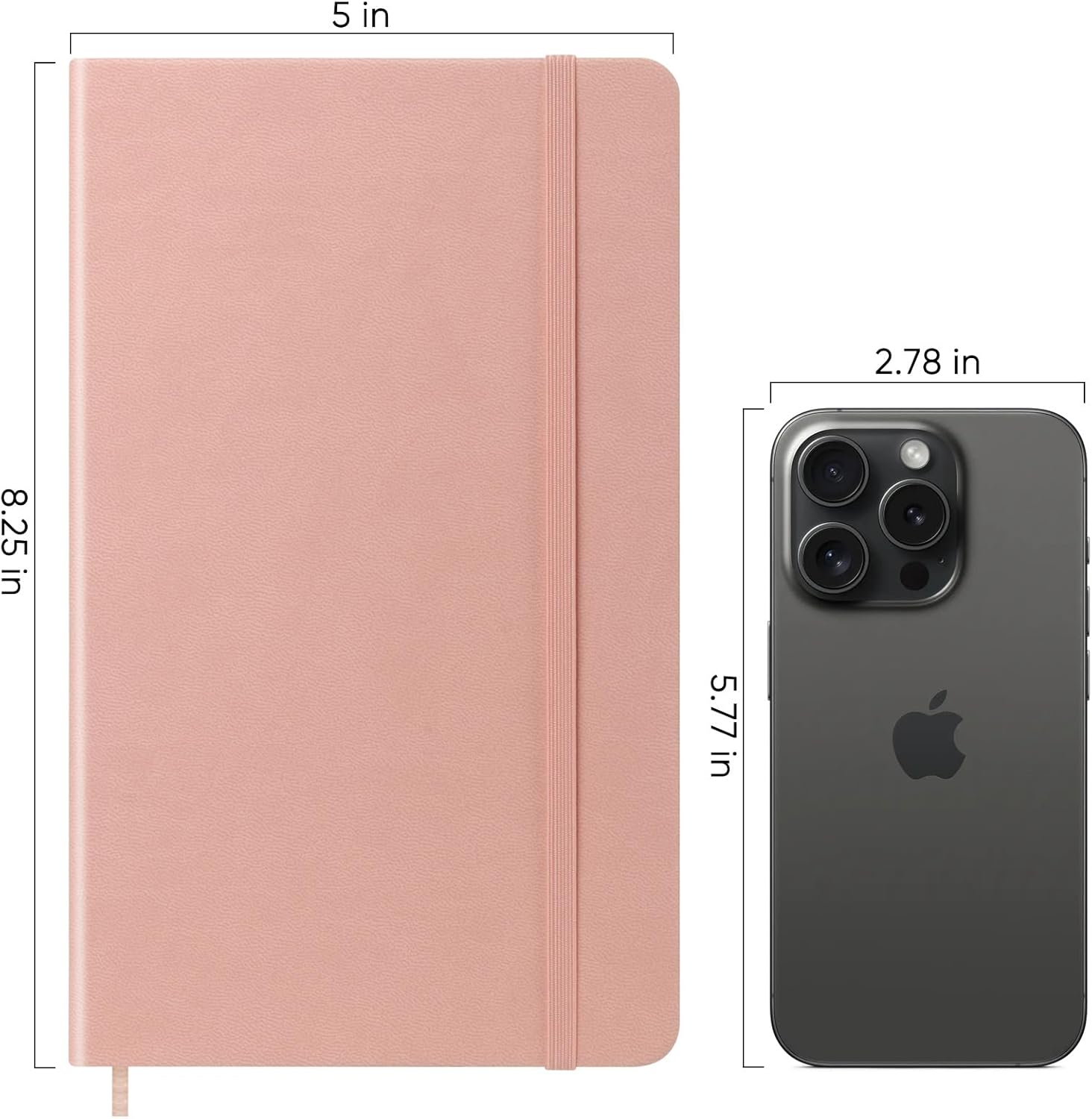 Notebook Journal, Lined Leather Hard Cover,100Gsm Thick Paper with Inner Pocket for Writing Note Taking Office School,5"×8.25"(Pink)