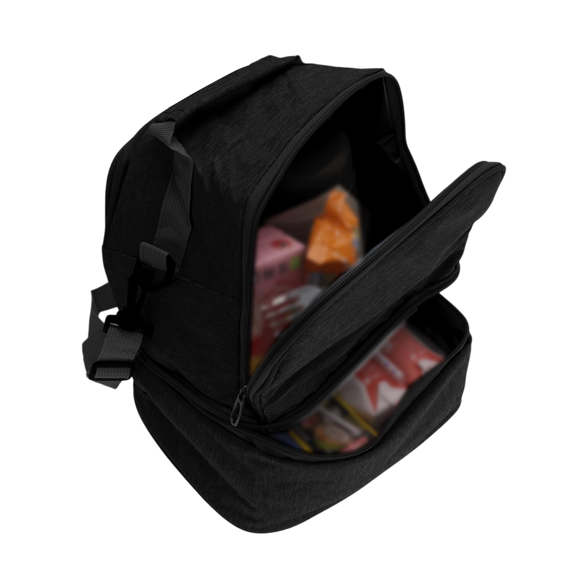 Mittagessen Tasche Schwarz 1 Stk Für Büro Isolierte Zwei Fächer