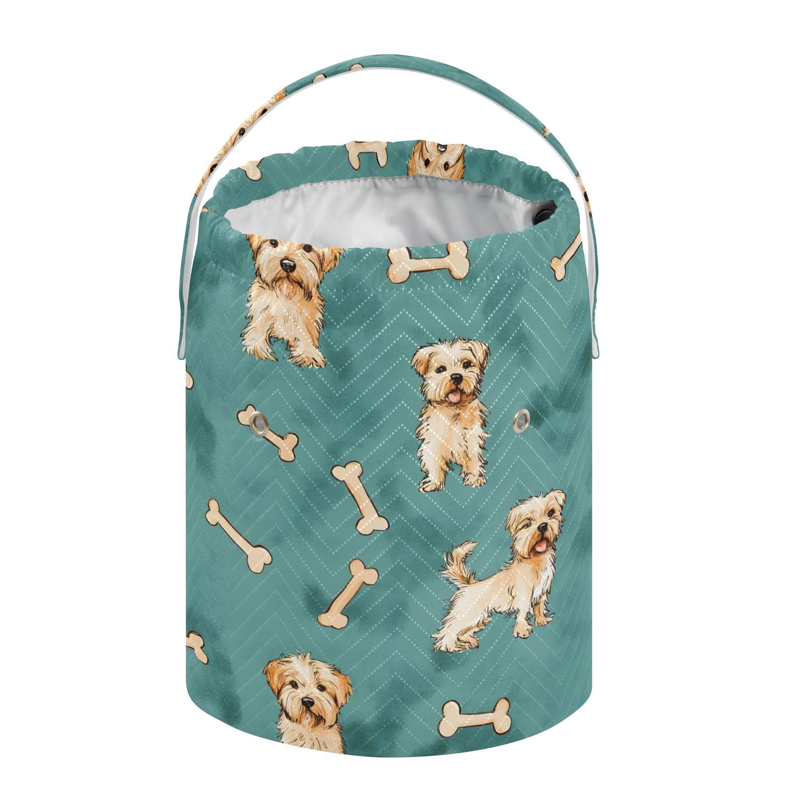 Yarn Storage Bag Small Crochet Bag Knitting Bag Organizer Dog Bones Green Yarn Bags for Crocheting Basket