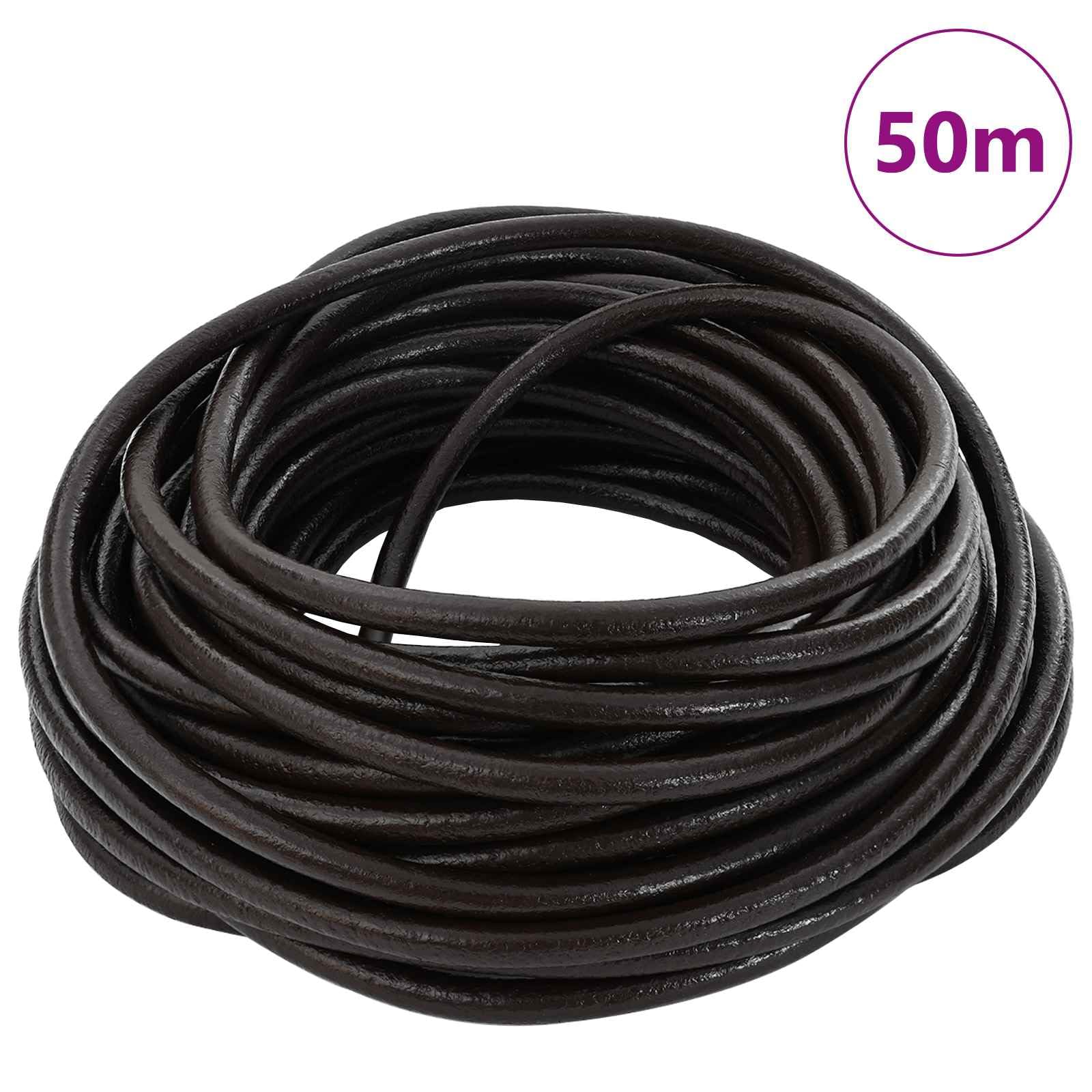 Cordón de cuero marrón oscuro 5 mm x 50 m para proyectos de manualidades
