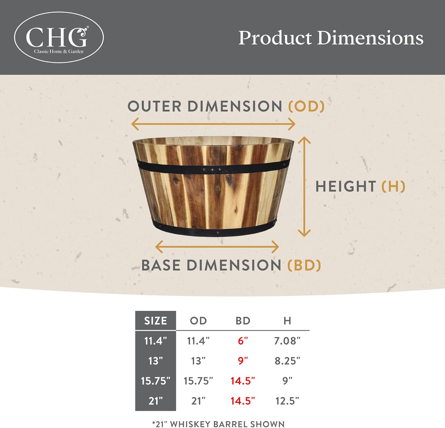 Classic Home and Garden 5/800/3 Wood Barrel Set of 3 Planters, Acacia