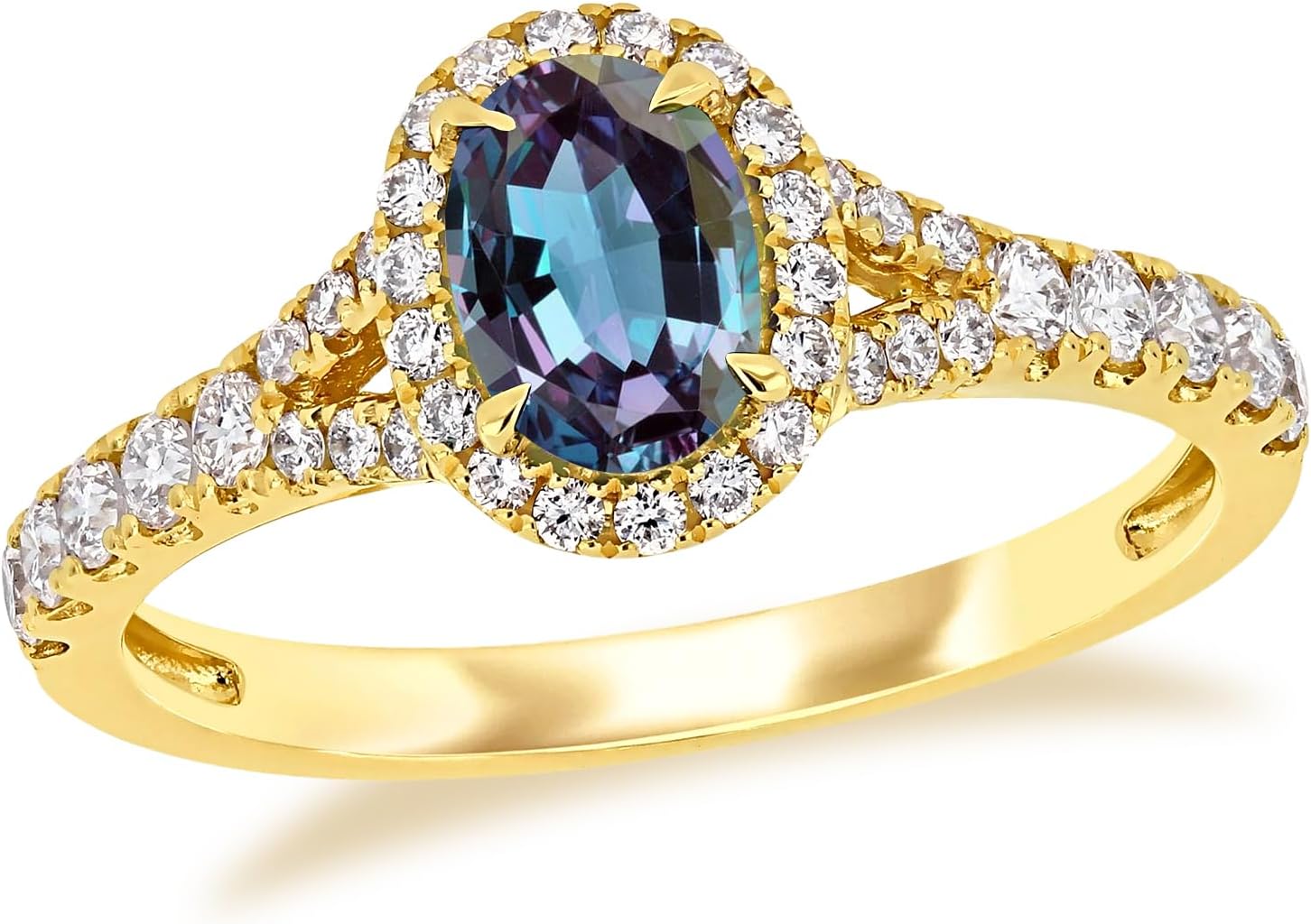 Oval Shaped Gemstone Halo Engagement Ring 10K 14K 18K Yellow Gold 7x5 MM Gemstone Prominse Wedding Annivesary Bridal Jewelry for Women