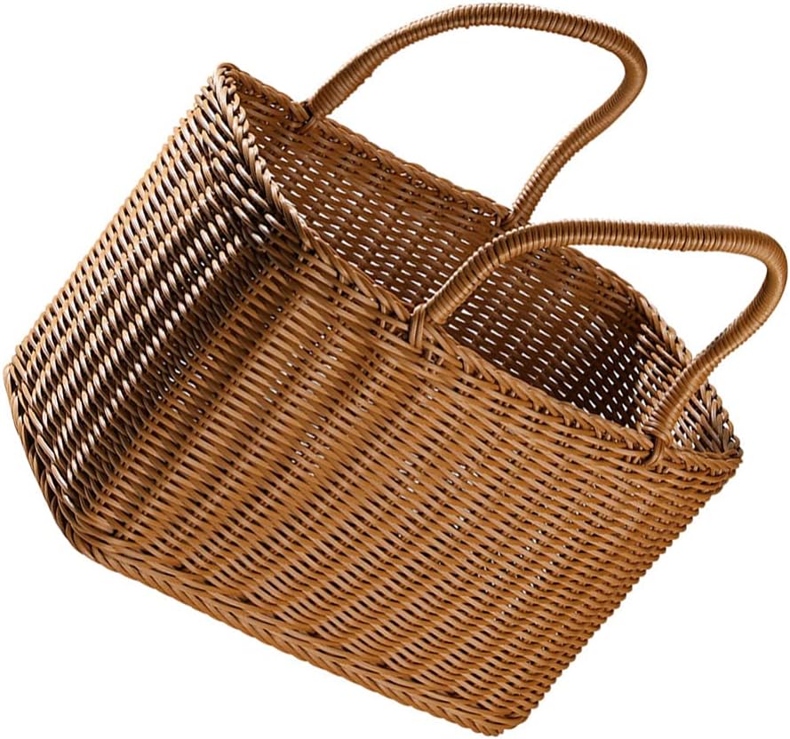 SEWACC African Market Basket Woven Straw Basket with Handle Grocery