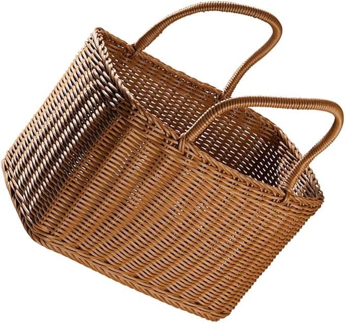 SEWACC African Market Basket Woven Straw Basket with Handle