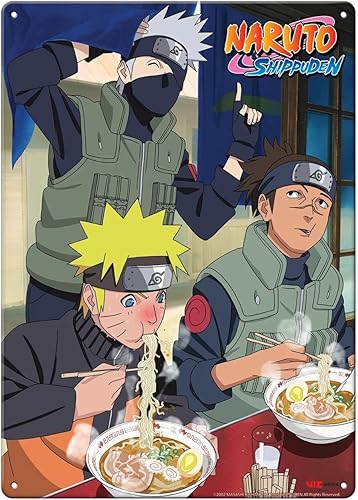 Ata-Boy Letrero de metal de Naruto, Naruto Kakashi Iruka Eating Ramen tamaño 8.25 x 11.5 pulgadas
