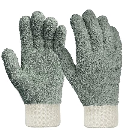 Microfiber dusting Gloves Clean Hard-to-Reach Places Car Detailing Blind Cleaning Highly aborbent Lint Free Grey 1pr S/M