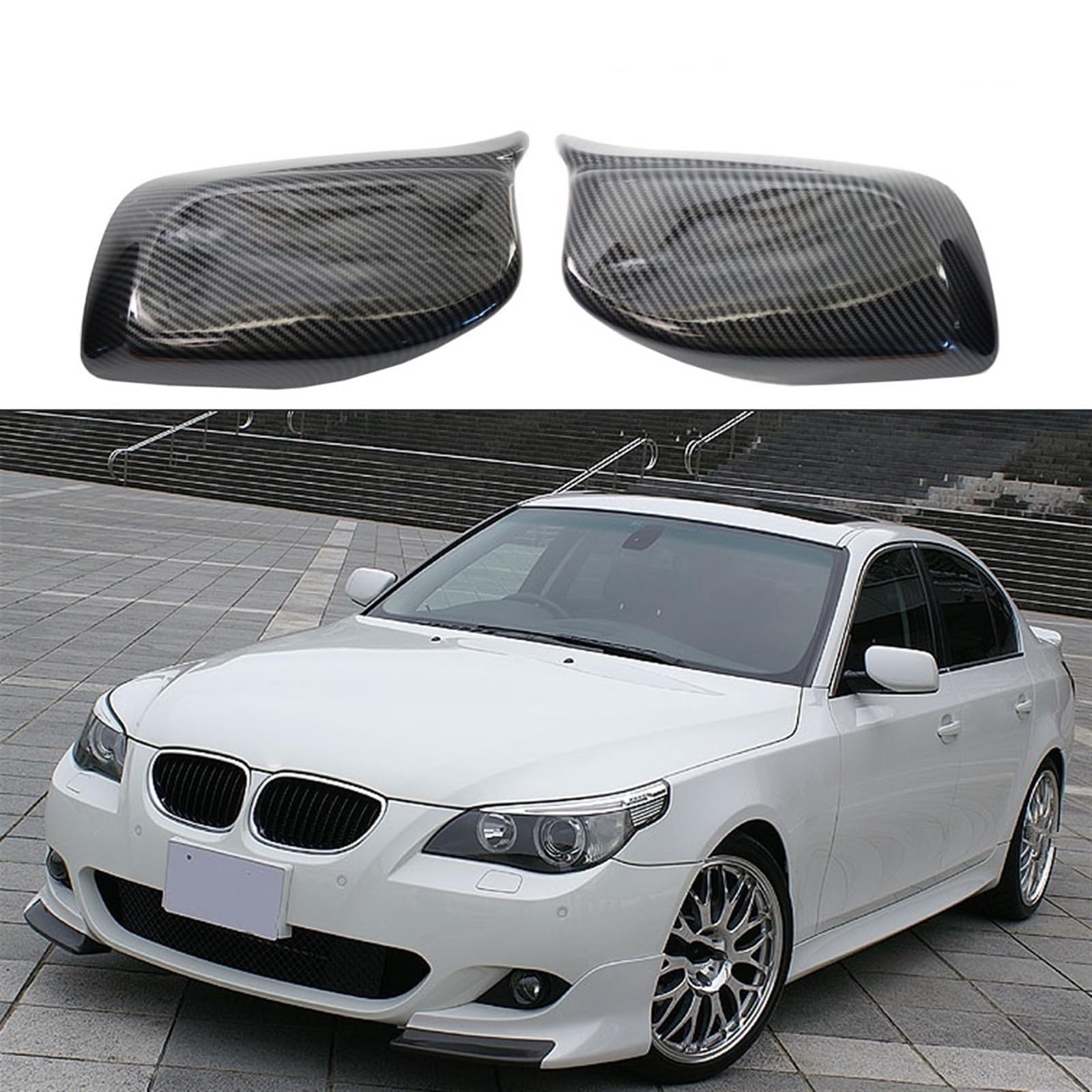 Specchietto retrovisore dell'automobile Per BMW E60 E61 E63 E64 Serie 5 2004-2008 Specchietto retrovisore laterale Coperchio guscio Custodia(Gloss black-horns)