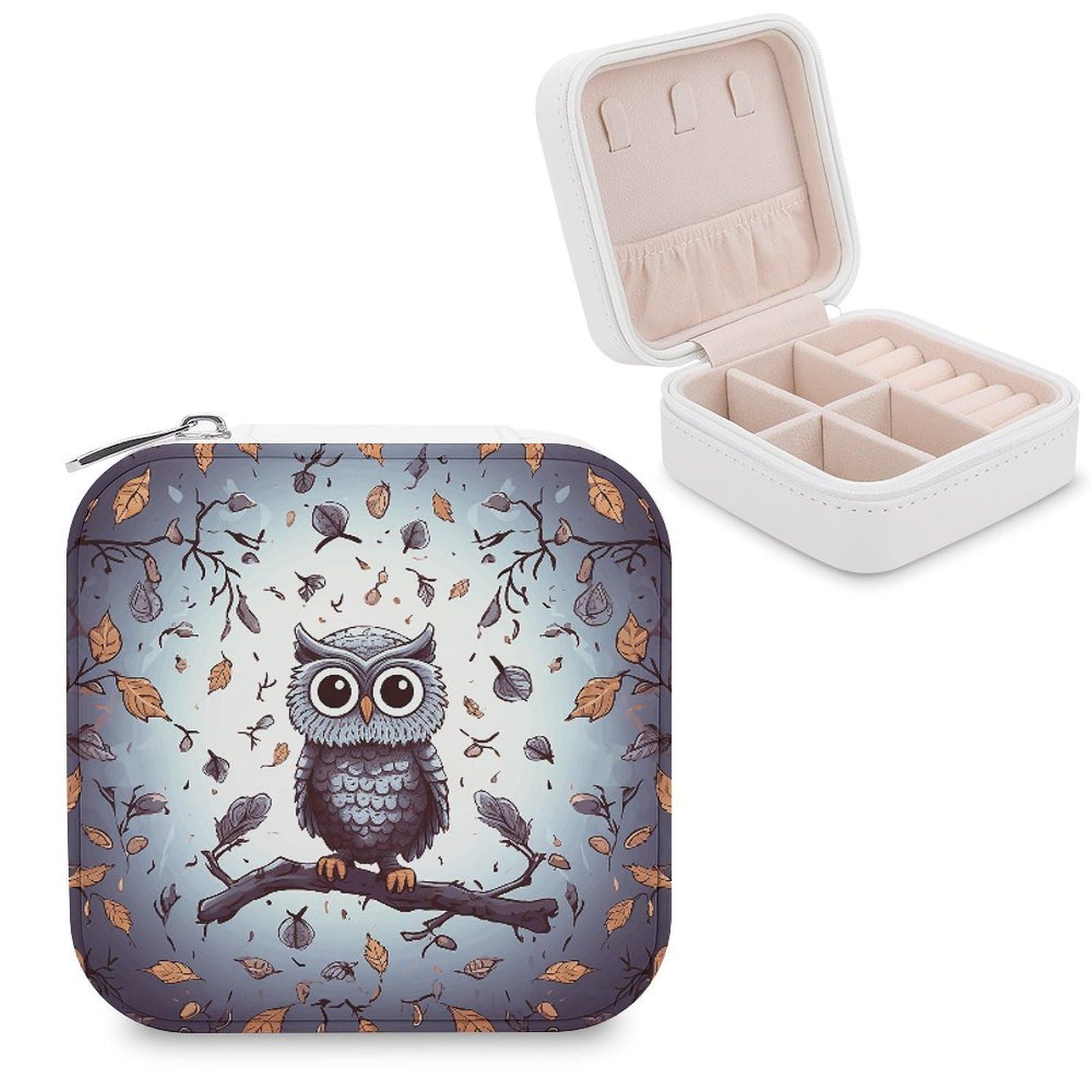 VstaDank Owl Tree Branches Jewelry Box Exquisite Leather Jewelry Organizer Portable Trinket Organizer Fashion Travel Jewelry Case for Rings Earrings Necklaces Unique Gifts for Women