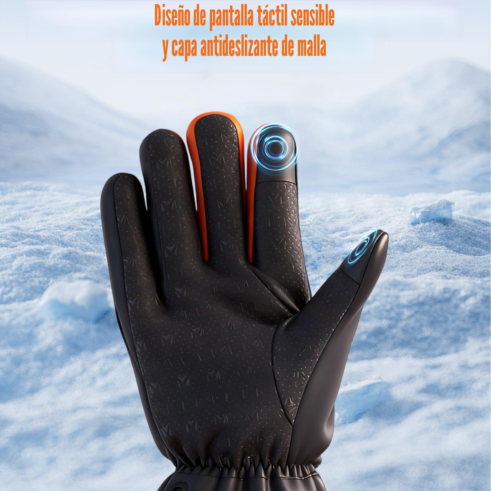 Guantes calefactables Recargables de 6000 mAh para Hombres y Mujeres, Guantes Térmicos Impermeable Pantalla Táctil, 3 Temperaturas Guantes Eléctricos Calefactables para Moto, Bicicleta