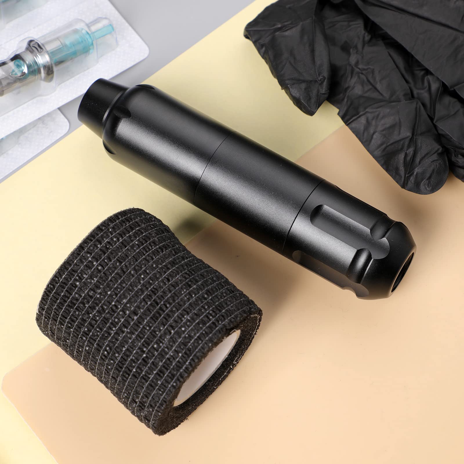 Set di attrezzatura per tatuaggio rotativo senza fili con penna motore e alimentatore wireless, kit completo per macchinetta per tatuaggi con aghi per cartucce miste,Grigio